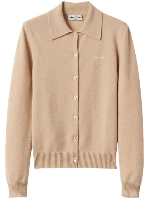 Miu Miu intarsia-knit logo cardigan Neutrals MMF890SOOO13S1