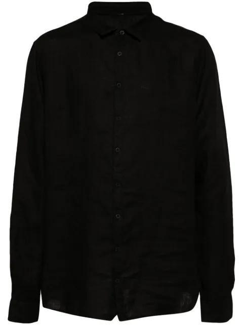 Poème Bohémien classic-collar linen shirt Black SH01T202BLK