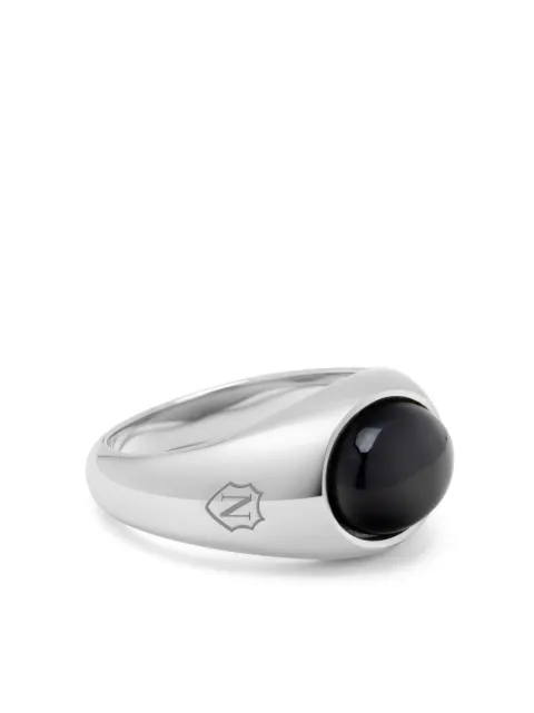 Nialaya Jewelry onyx engraved signet ring Silver MRING180