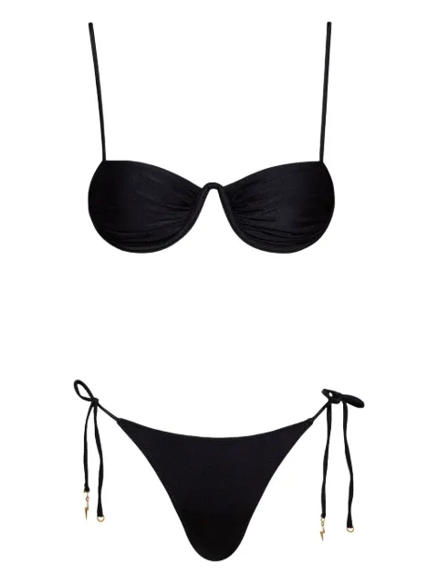 Noire Swimwear Monowire satin bikini set Black NSW417