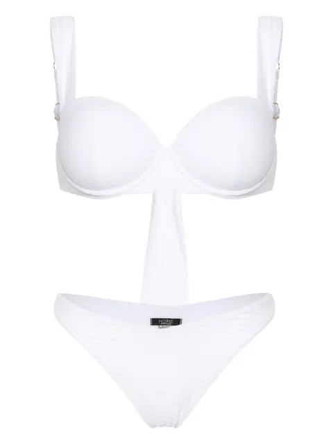Noire Swimwear Nikki snakeskin-effect bikini set White NSW416