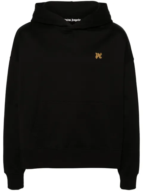 Palm Angels monogram-pin cotton hoodie Black PMBB117R24FLE006