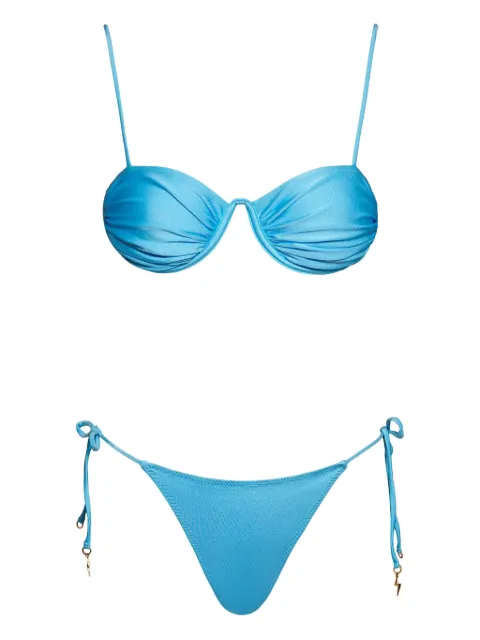 Noire Swimwear Monowire satin bikini set Blue NSW417