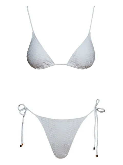 Noire Swimwear Nikki snakeskin-effect bikini set White NSW415