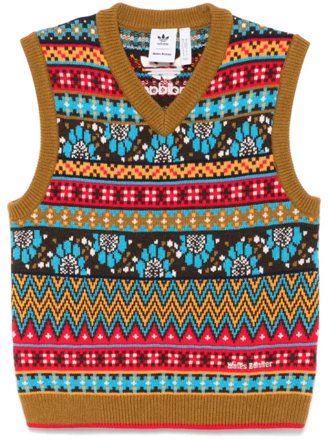 adidas x Wales Bonner intarsia-knit vest Brown JE5983