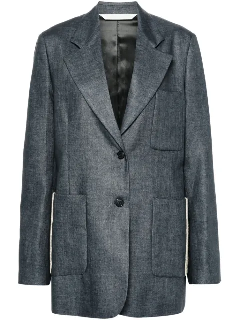 Palm Angels single-breasted linen blazer Grey PWEN028S24FAB001