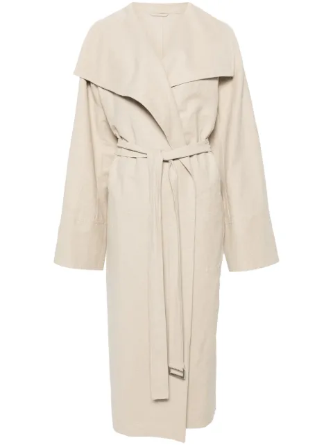 TOTEME Signature linen-blend midi coat Neutrals 243WRO3318FB0196044
