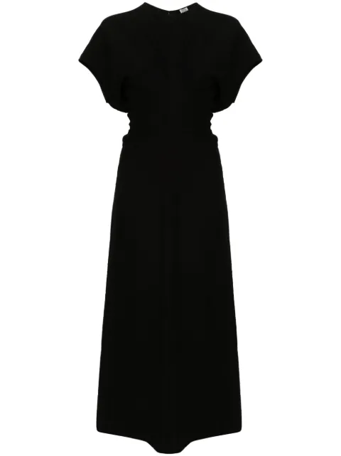 TOTEME slouch-waist plissé midi dress Black 243WRD1103FB0199001