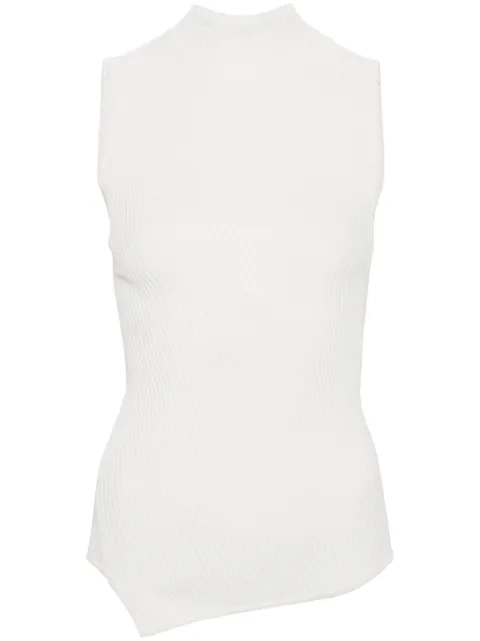 TOTEME Almaz asymmetric ribbed tank top White 243WRT0336YA0089188