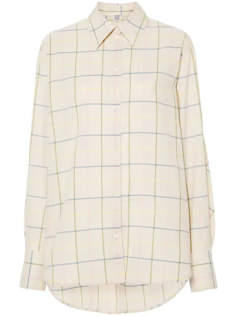 TOTEME windowpane-print poplin shirt Neutrals 243WRT2522FB0203192
