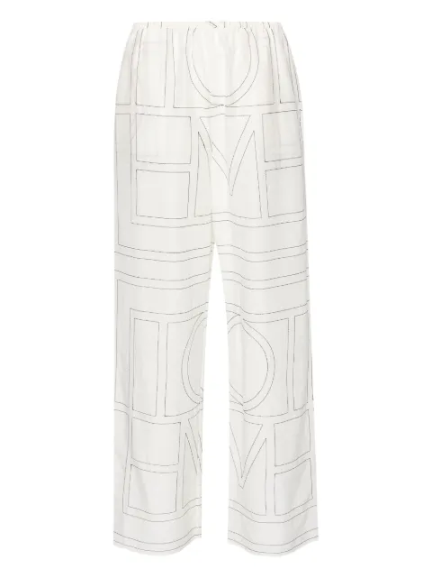 TOTEME embroidered-monogram trousers White 243WRB1092FB0239200