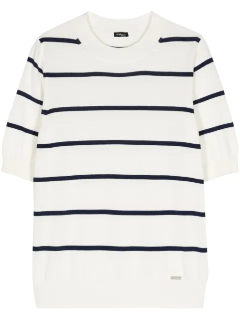 Kiton striped cotton T-shirt White D5773401003