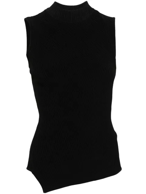TOTEME Almaz asymmetric ribbed tank top Black 243WRT0336YA0089001