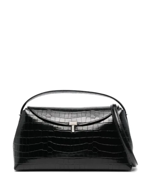 TOTEME T-lock croco-embossed top handle bag Black 243WAL961LE0076001