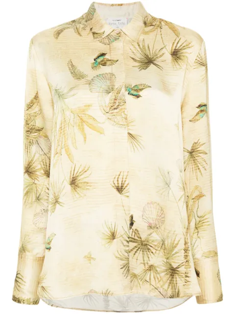 Forte Forte botanical-print satin shirt Yellow 13317MYSHIRT
