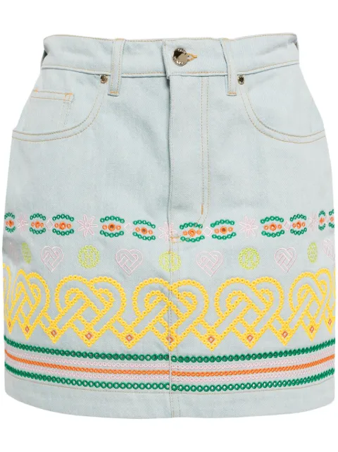 Casablanca embroidered cotton mini skirt Blue WS24SK10601