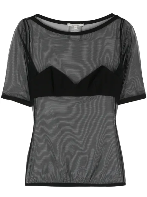 Nensi Dojaka bra-effect-panel mesh T-shirt Black NDSS24TOP063
