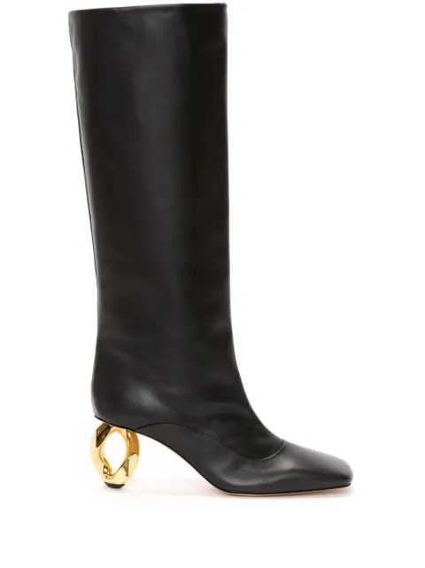 JW Anderson Chain Heel 75mm leather boots Black ANW43020A20020