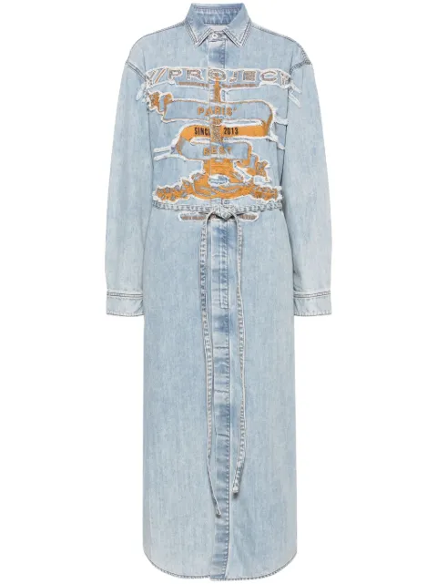 Y/Project logo-embroidered denim shirtdress Blue 107DR001D57