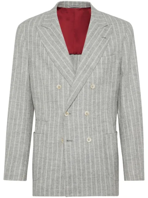 Brunello Cucinelli double-breasted striped blazer Grey MY4577BBDC003