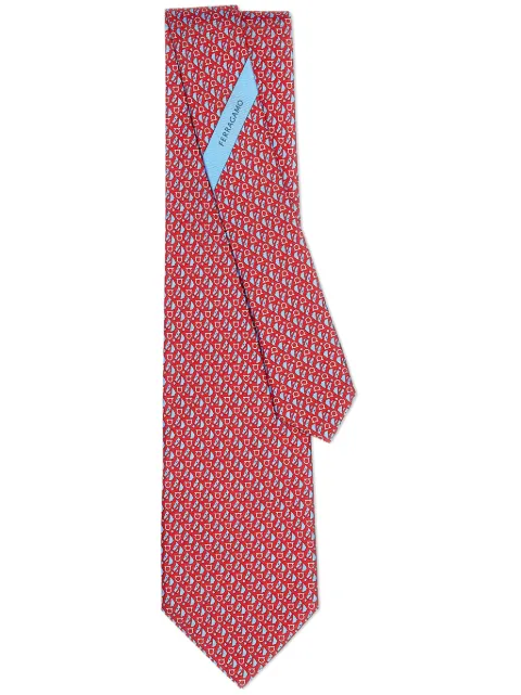 Ferragamo equestrian print silk tie Red 773950