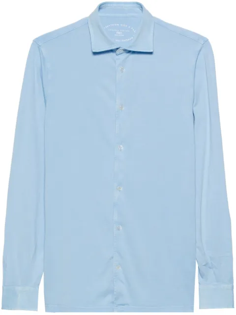 Fedeli plain organic-cotton shirt Blue 7UEF0109