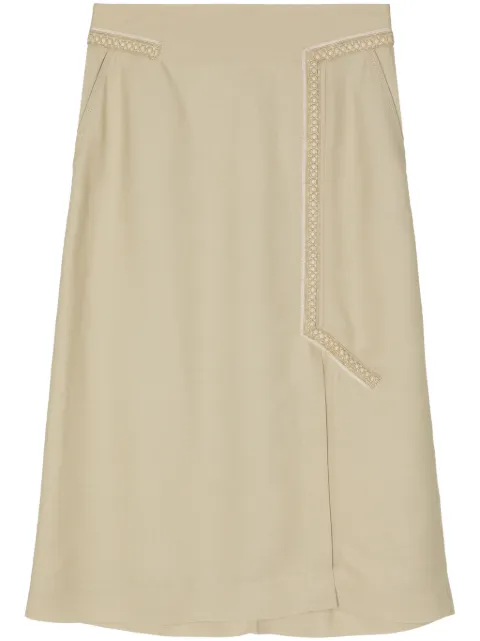 SHIATZY CHEN panelled wool midi skirt Brown 146432