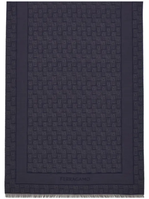 Ferragamo Gancini-monogram jacquard stole Blue 776150