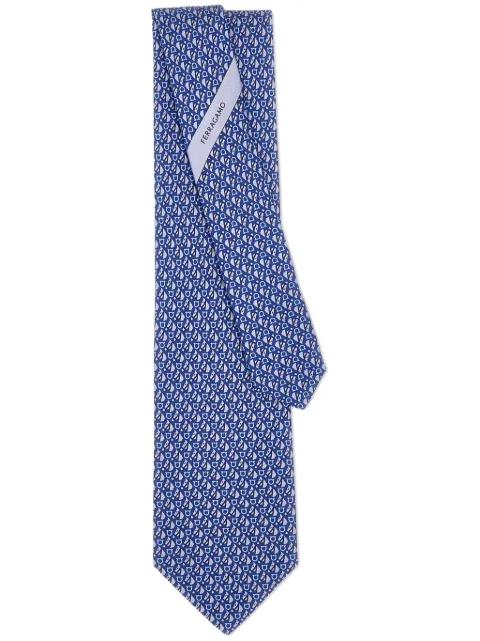 Ferragamo equestrian print silk tie Blue 773948
