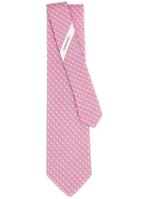 Ferragamo equestrian print silk tie Pink 773952