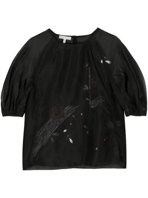SHIATZY CHEN floral-print organza blouse Black 146221