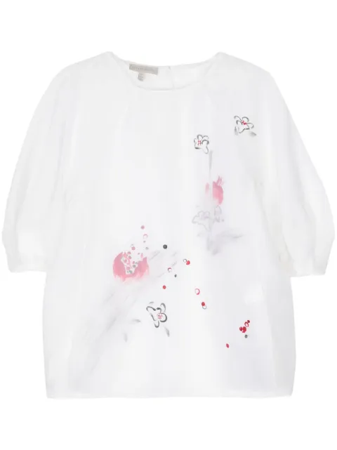 SHIATZY CHEN floral-print organza blouse White 146221