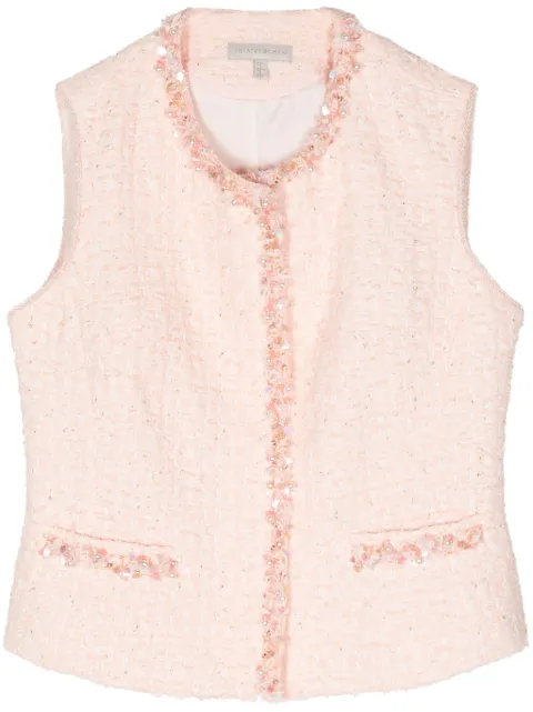 SHIATZY CHEN beaded-trim tweed vest Pink 146024