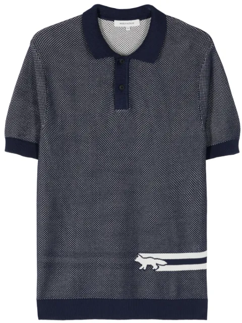Maison Kitsuné Fox-motif cotton polo shirt Blue MM00208KT1100