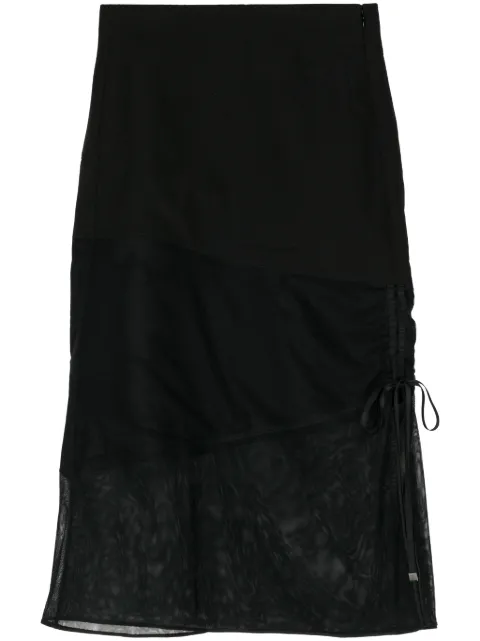 SHIATZY CHEN panelled wool midi skirt Black 146012