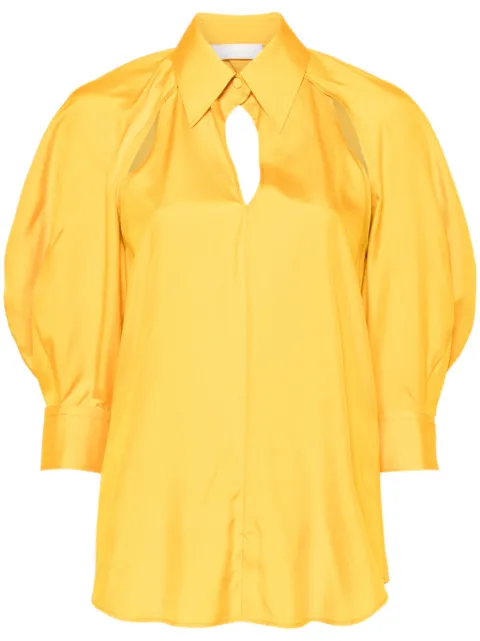 Chloé open-shoulder silk blouse Yellow CHC24UHT10005