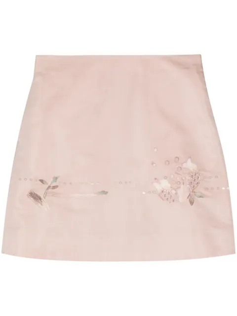 SHIATZY CHEN floral-embroidered silk miniskirt Pink 146082