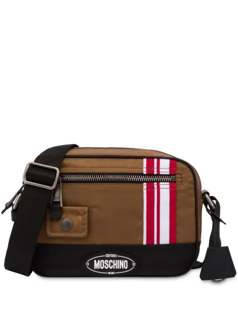 Moschino logo-appliquéd messenger bag Brown A74748228