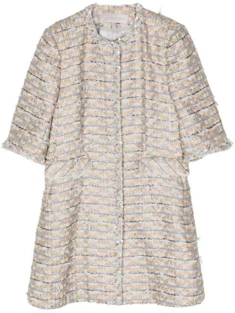 SHIATZY CHEN beaded-trim tweed coat Grey 146027