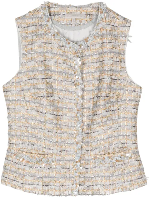 SHIATZY CHEN beaded-trim tweed vest Grey 146024