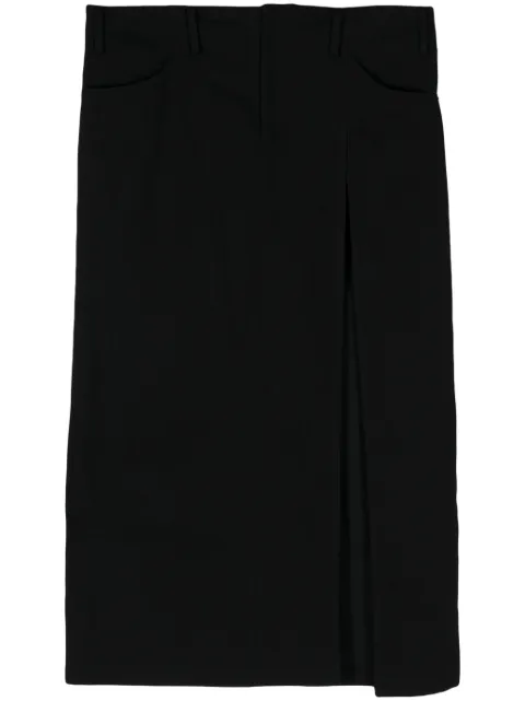 Yohji Yamamoto side-slit denim maxi skirt Black FSS12021