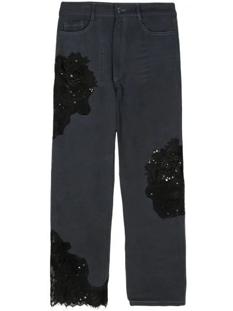 Collina Strada Mikaela sequin lace-detail jeans Blue XX6022