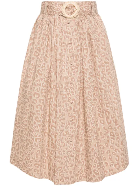 TWINSET animal-print cotton midi skirt Neutrals 241TT2114