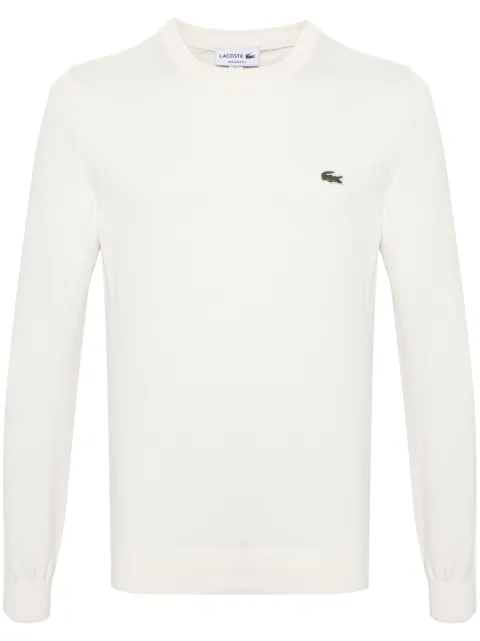 Lacoste logo-patch ribbed-knit jumper Neutrals AH1985