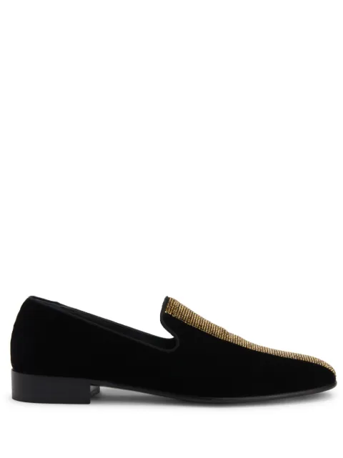 Giuseppe Zanotti Tuxedo Diamond velvet loafers Black IU40008002