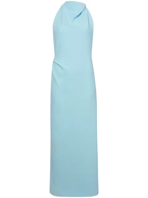 Proenza Schouler Selena high-neck ruched midi dress Blue SP2433044BBY116453