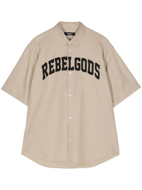 Undercover embroidered-motif poplin shirt Brown UC1D9405