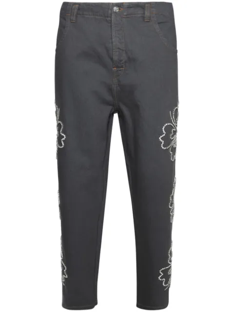 BLUEMARBLE Hibiscus embroidered jeans Grey PA41TW27A24GRE