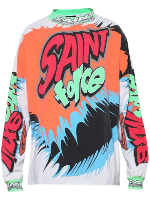 SAINT MXXXXXX Saint Racing graphic-print long-sleeve T-shirt White SMYS80000018