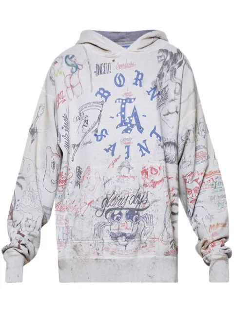 SAINT MXXXXXX LA cotton hoodie White SMYS80000C11